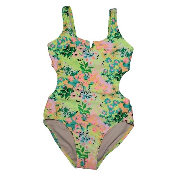 Art Class Girls Floral Print One Piece Swimsuit, Size L 10/12, NWT - Picture 1 of 9